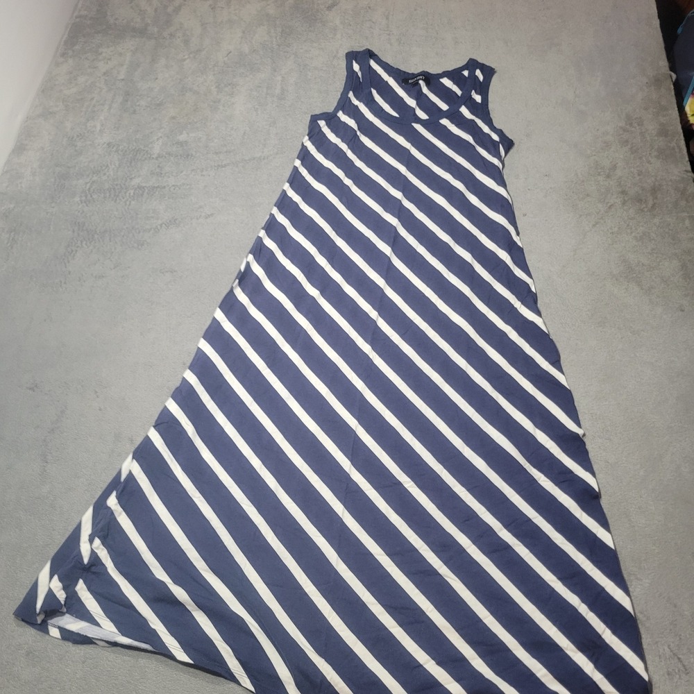 Ellen Tracy Dress Womens Small Blue White Striped Maxi Tank A-Line Casual Summer